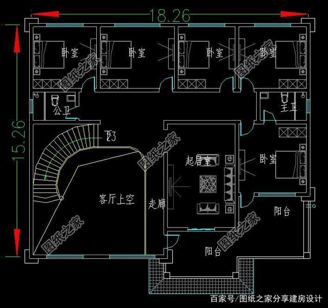 弧形楼梯别墅户型图图片