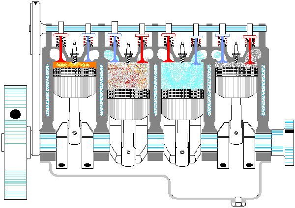 四冲程汽油机结构图图片